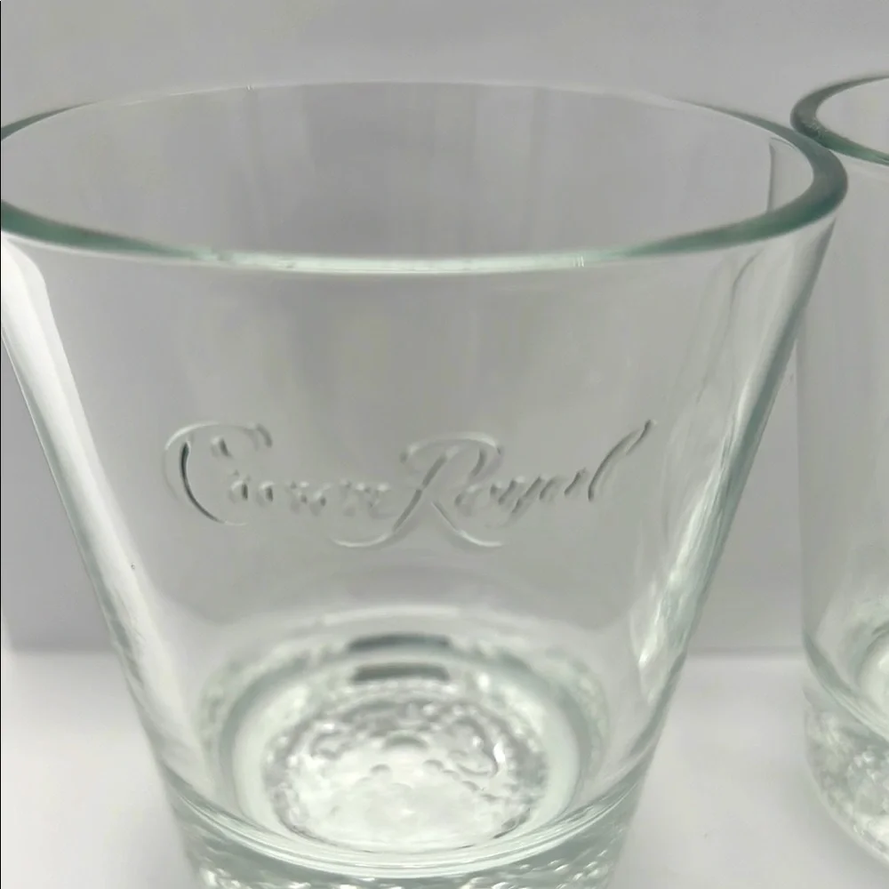 Crown Royal Canadian Whiskey Embossed Rocks Tumbler Bar Glasses (Set of 2)